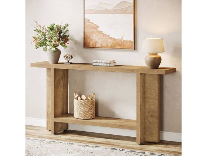 Finmind Table Console Rectangulaire 150 x 30 x 80 cm Table d'entrée Table Basse pour Salon Marron