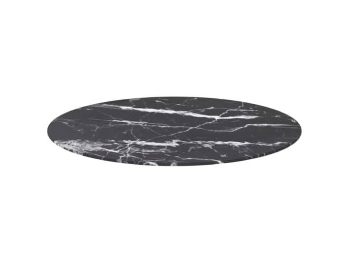 HGPOTUY Tischplatte Schwarz Ø80x1 cm Hartglas in Marmoroptik Runde Glasplatte, Hartglas, Marmor-Optik, für Esstische, Couchtische, Beistelltische, leicht zu reinigen