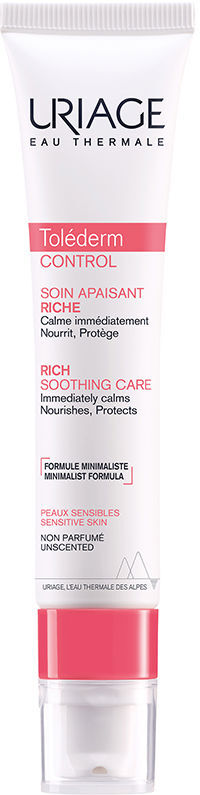 Uriage Tolederm Crema Rica Calmante Facial para Pieles Intolerantes, Sensibles y Secas 40 ml