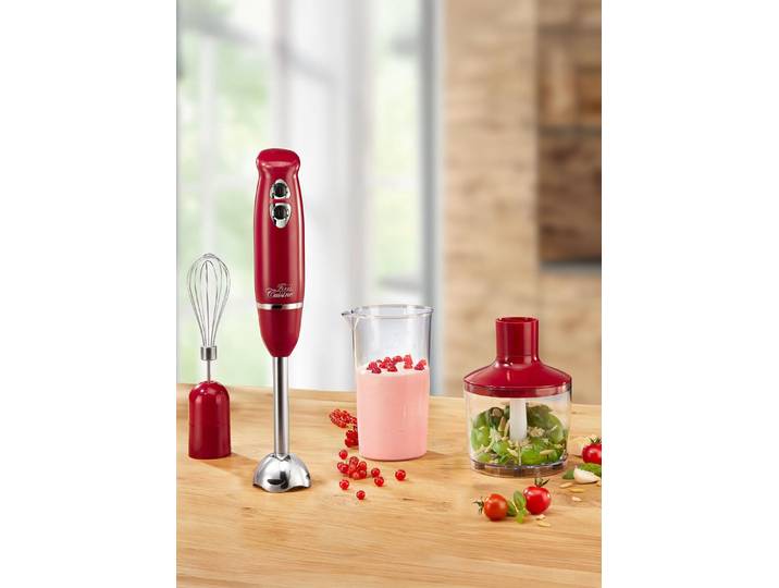 Stabmixer-Set mit 2-flügeligem Edelstahlmesser, Rot