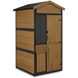 M MCombo Gartenschrank Holz Metgallgestell mit 3 Ablagen, Geräteschuppen Wetterfest, Gartenhaus Outdoor Wasserdicht, Aufbewahrungsschrank für Außenbereich, Garten & Terrasse, 2750 (Natur)