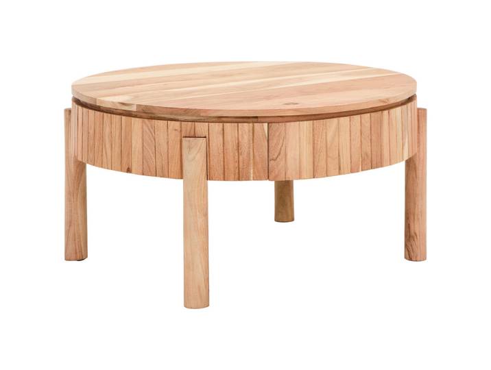 Landscape Couchtisch, Akazie, Holz, Akazie, massiv, Sperrholz, 1 Schublade(n) Schubladen, rund, rund, 80x40x80 cm, Stauraum, Wohnzimmer, Wohnzimmertische, Couchtische, Couchtische mit Stauraum