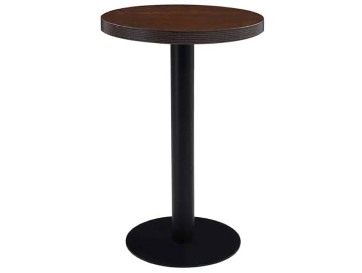 HEFZGDB Bistrotisch Dunkelbraun 50 cm MDF Tischplatte mit Holzmaserung und Stahlgestell für Restaurant Cafe Bar Einzelstück