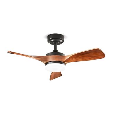 Perenz Deckenventilator, 90 cm, 18 W LED, Flügel aus dunklem Walnussholz, 6 Geschwindigkeiten, Fernbedienung, schwarzes Gehäuse