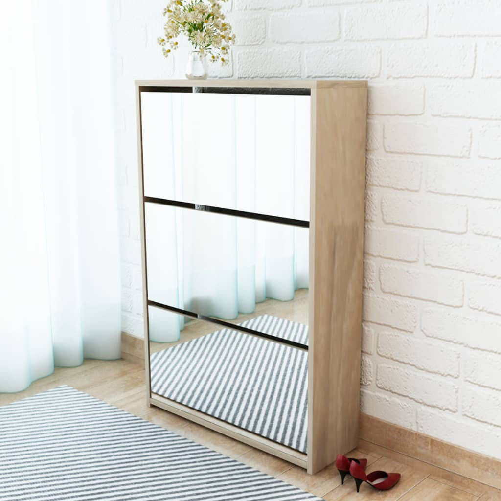 Brayden Studio 4 Pair Flip Down Shoe Storage Oak 4