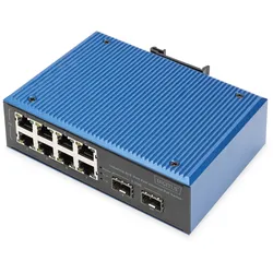 DIGITUS Industrieller 8+2-Port Fast Ethernet PoE Switch 8 Port PoE FE RJ45, 2 GE SFP Ports