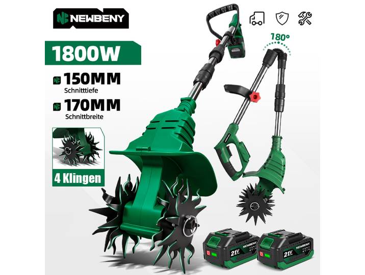 Cultivateur rotatif électrique de jardin, débroussailleuse portable à 4 lames, outils de retournement du sol pour batterie Makita