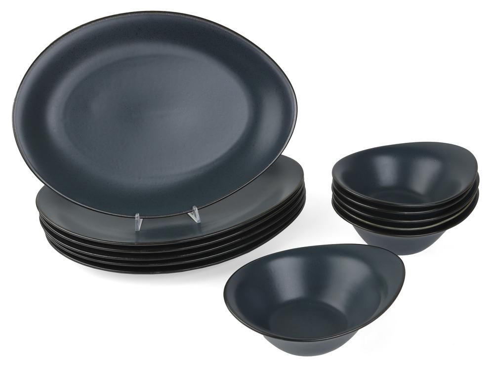 12-tlg. Porzellan Fish & Chips-Set für 6 Personen "Coral" Holst Porzellan