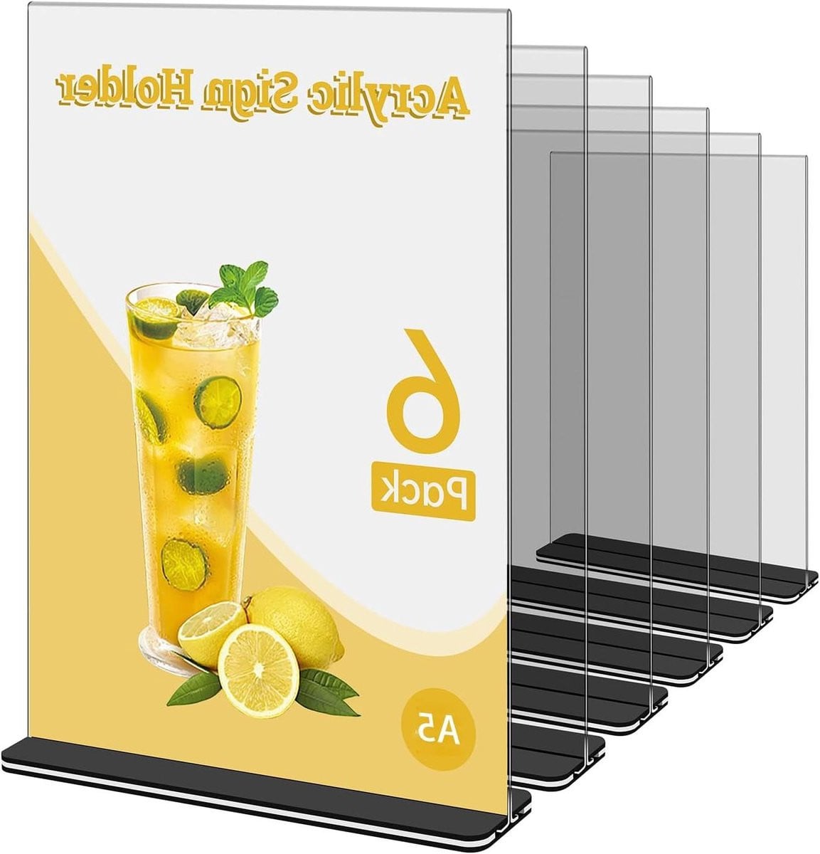 Acryl Bordhouder Zwart - T-vormige Displaystandaard voor Dubbelzijdse Menu's - A5 formaat