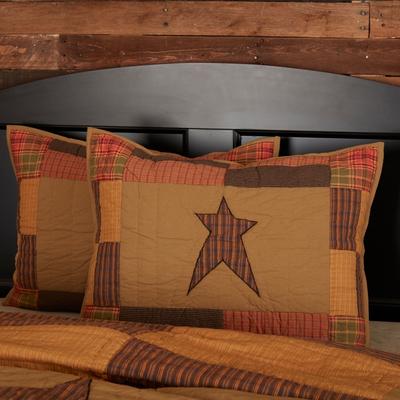 VHC Brands Tan Primitive Bedding VHC Stratton Sham Cotton Star Appliqued