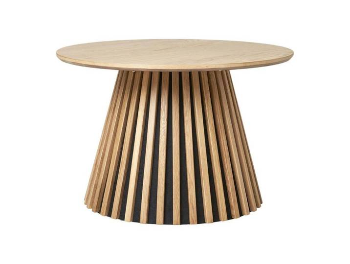 DUBLIN - Table basse Ronde Pied Central Relief MDF Placage Chêne clair