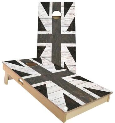 Skip's Garage Union Jack Rustic Outdoor Cornhole Board Set