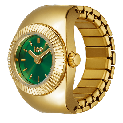Uhrenring ICE-WATCH "Chouchou", gold (goldfarben, grün, grün), Armbanduhren, Damen, Goldfarben, Quarzuhr, Damenuhr, Edelstahlringschiene, analog