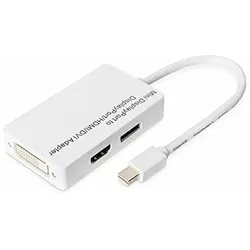 DIGITUS DisplayPort Verteilerkabel, miniDP - DP+HDMI+DVI St/Bu, 0.2m, DP 1.1a kompatibel, CE, we