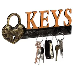 Relaxdays 4 x Schlüsselbrett Keys Gold,Orange,Schwarz