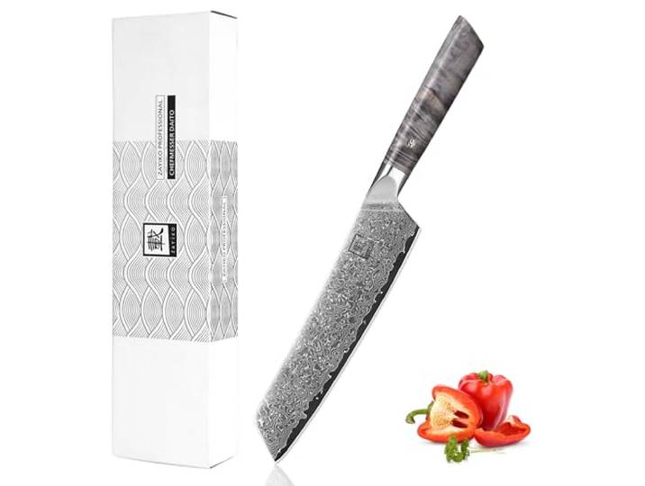 zayiko Professional Series Chefmesser 20 cm, 67 Lagen Damaststahl mit VG-10 mit Ahornholzgriff, beidseitigem 15° V-Schliff und edler Holzbox, scharfes Kochmesser für Fleisch, Fisch, Gemüse und Kräuter