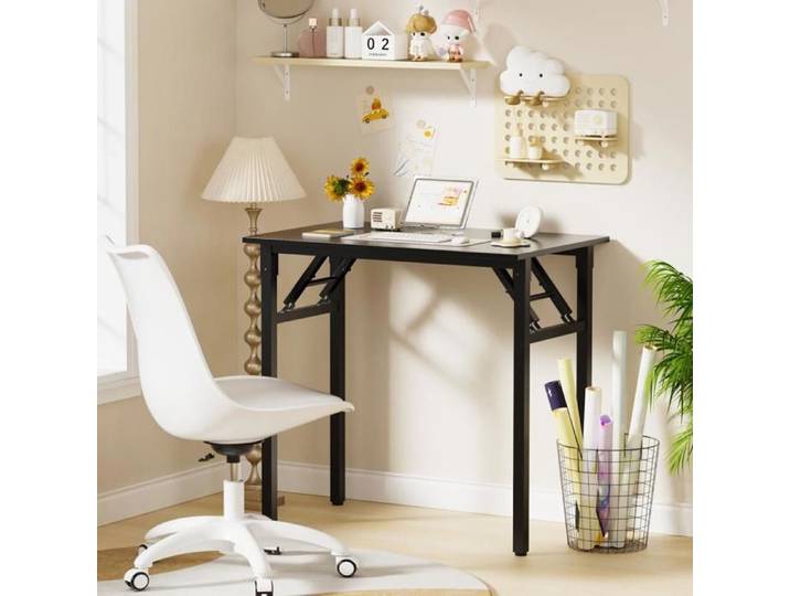 BUREAU PLIABLE POUR LA MAISON - YIYI - BUREAU D'ORDINATEUR - 80 X 50 X 75 CM - NOIR