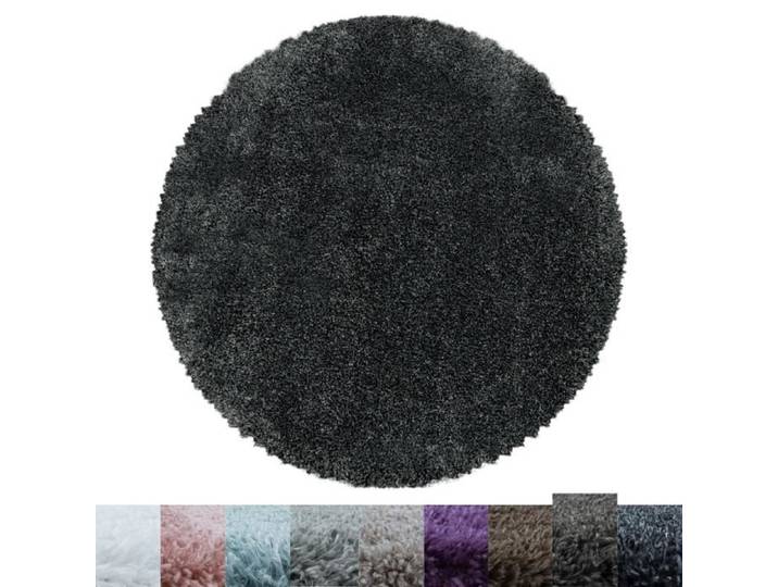 Tapis de salon - SIMPEX - Shaggy - Poil Super Doux - Forme Ronde - Gris