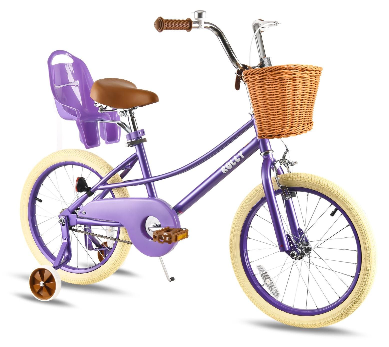 Retro 18 Zoll Fahrrad für Mädchen mit Stabilisatoren und Korb