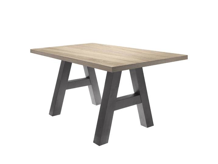 Table Leeton I 140 x 90cm Marron/Gris/Imitation chêne brut de sciage