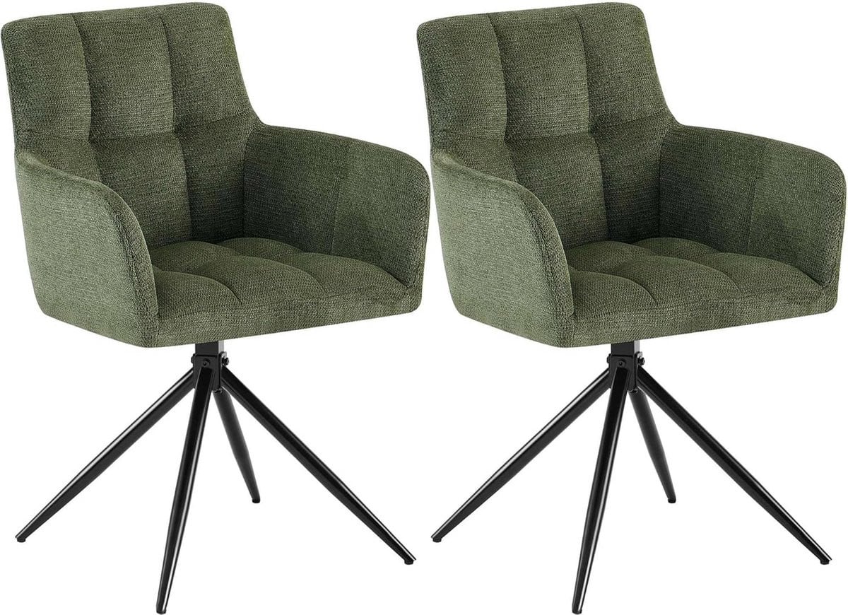 Set van 2 draaibare eetkamerstoelen met armleuningen