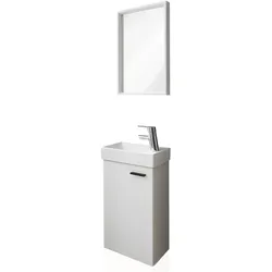 Gäste WC Badmöbel Set Waschbecken mit Unterschrank inkl. Armatur klein Weiß