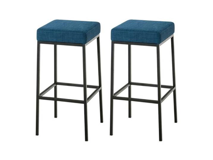 Lot de 2 tabourets de bar Montréal 80 en tissu - Bleu-Noir - CLP - Classique - Intemporel - Métal
