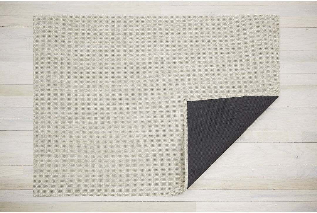 Chilewich Basketweave Vinyl Indoor / Outdoor Area Rug Khaki Rectangle 118 x 183cm