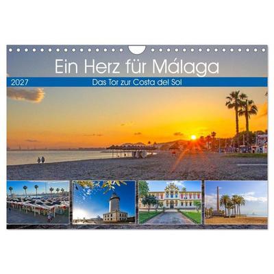 Ein Herz für Málaga (Wandkalender 2027 DIN A4 quer), CALVENDO Monatskalender