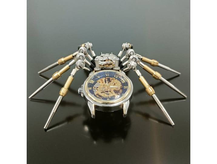 Montre mécanique creuse en forme d'araignée, modèle statique, horloge mécanique, bijoux haut de gamme, jouet en métal, décoration de bureau