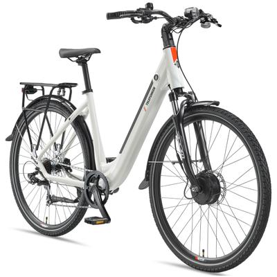 E-Bike TELEFUNKEN "Multitalent RC670" Gr. 50, weiß (weiß, schwarz), Elektrofahrräder, Damen, 50cm, 28 Zoll (71,12cm), Pedelec, Elektrofahrrad, Damen u. Herren, Scheibenbremsen, 28 Zoll, Topseller