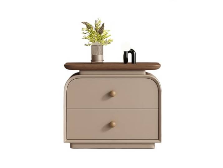 AZHKJKZH Nachttisch Nachttisch aus Holz mit 2 Schubladen. Stabiler Abgerundete Kanten Wohnzimmer Schlafzimmer(Khaki,40x40x50cm)