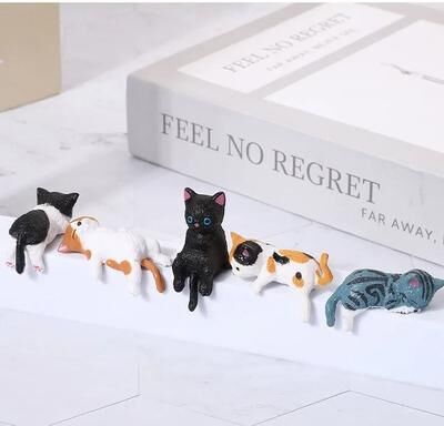Inspired Finds Kawaii Cat Monitor Edge Figurine Set For Cute Office Desk Decor black