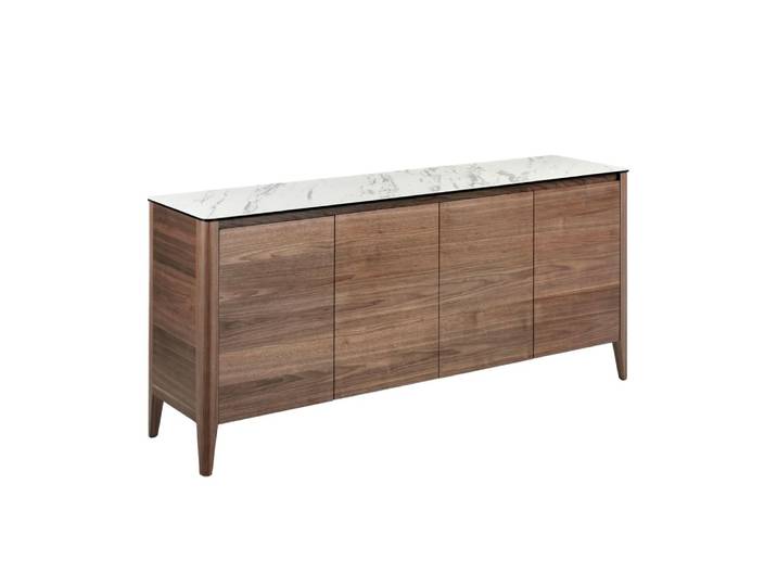 Buffet en noyer avec plateau en marbre céramique