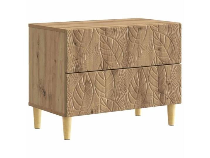 PUGYNBK Nachttisch, Eiche, 62 x 34,5 x 48 cm Aus Holz, große Schublade, Beine aus Eukalyptus, einfache Montage, für Schlafzimmer
