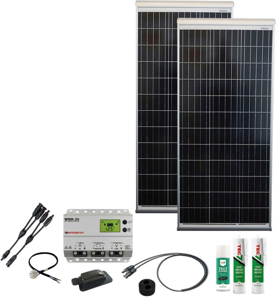 Solaranlage PHAESUN "Caravan Kit, Base Camp Aero MPPT WRM20 240 W", silber, Solarmodule