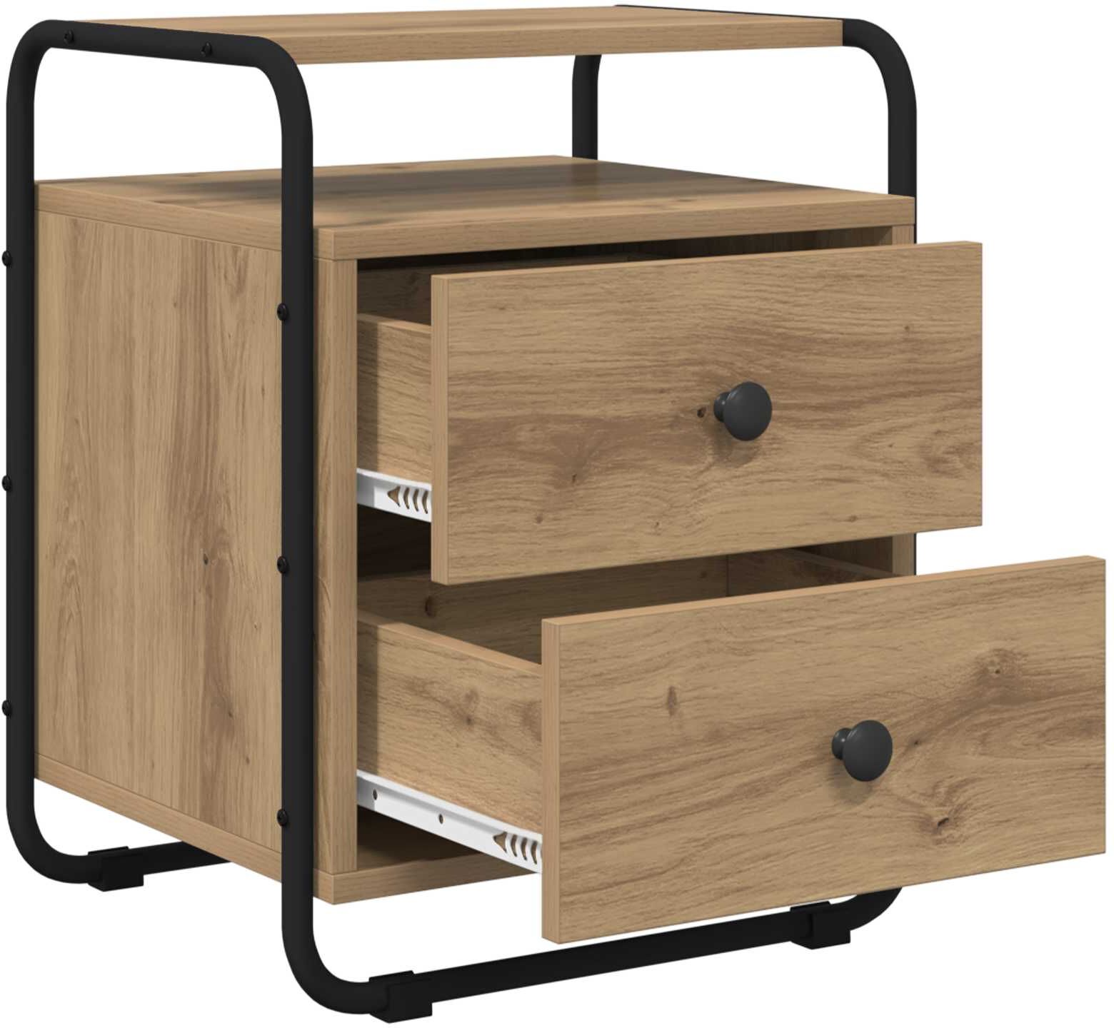 vidaXL Mesa de noche Roble artisan Madera de ingeniería Marrón