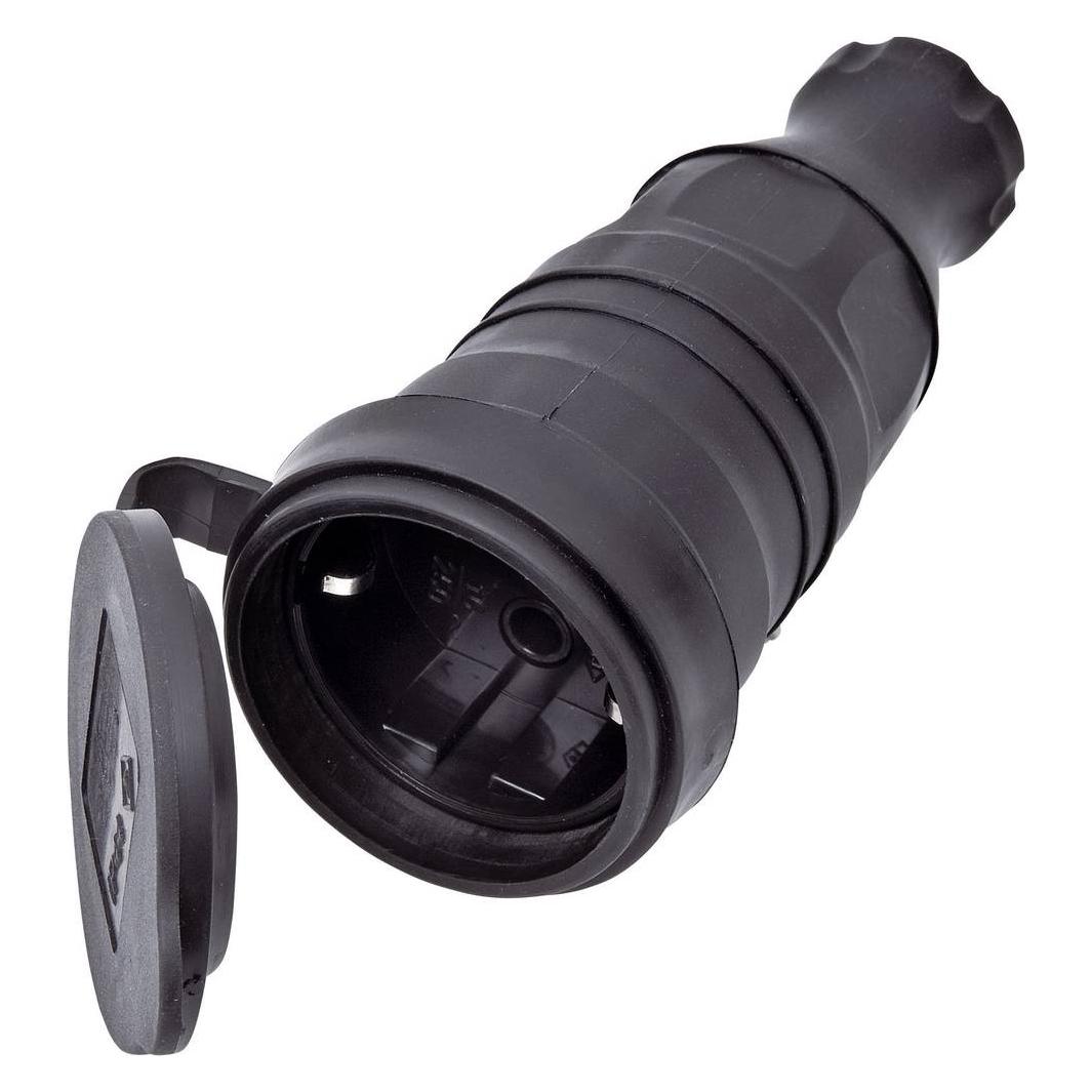 interBär 9005-004.01 Schutzkontaktkupplung Gummi 230 V Schwarz IP44 (9005-004.01)