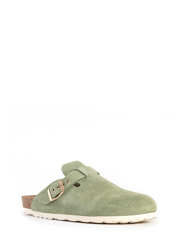 BAYTON Leder-Pantoletten "Milky" in Oliv - 37