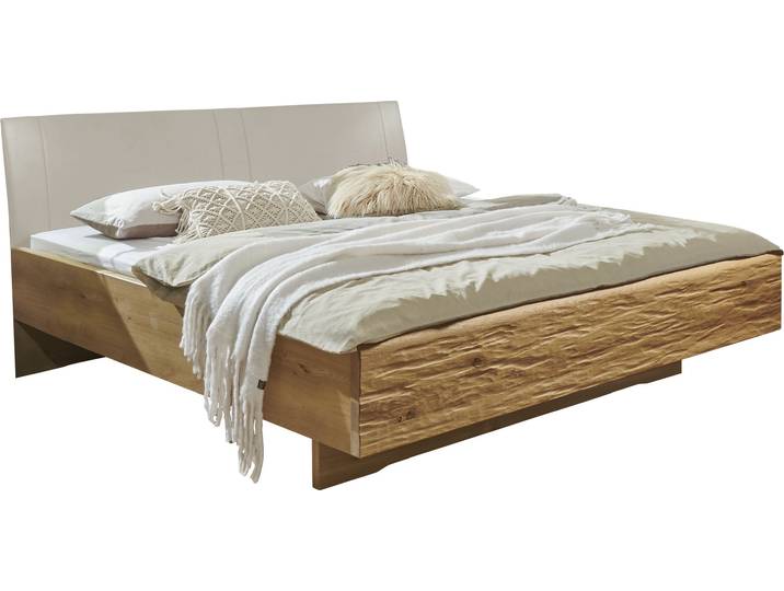 Futonbett WIEMANN Cordoba , beige (bianco, eiche, champagner, riffholz), B:189cm H:97cm L:208cm, Betten, Futonbett, Absetzungen in Riffholz Polsterkopfteil in Kunstleder Champagner