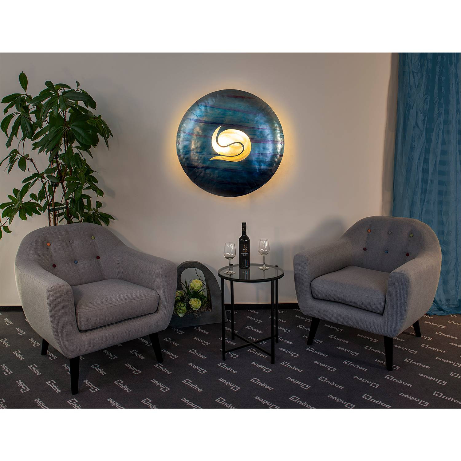 home24 Wandlamp Bangkok Zilver Metaal Ø 55cm E14