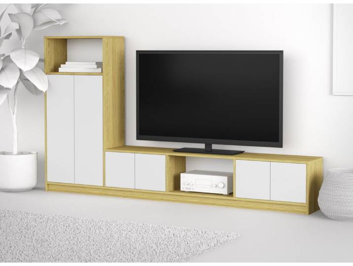 TV-Regal nach Maß - TV-Wand mit vielen Optionen Echtholz Furnier Eiche geölt