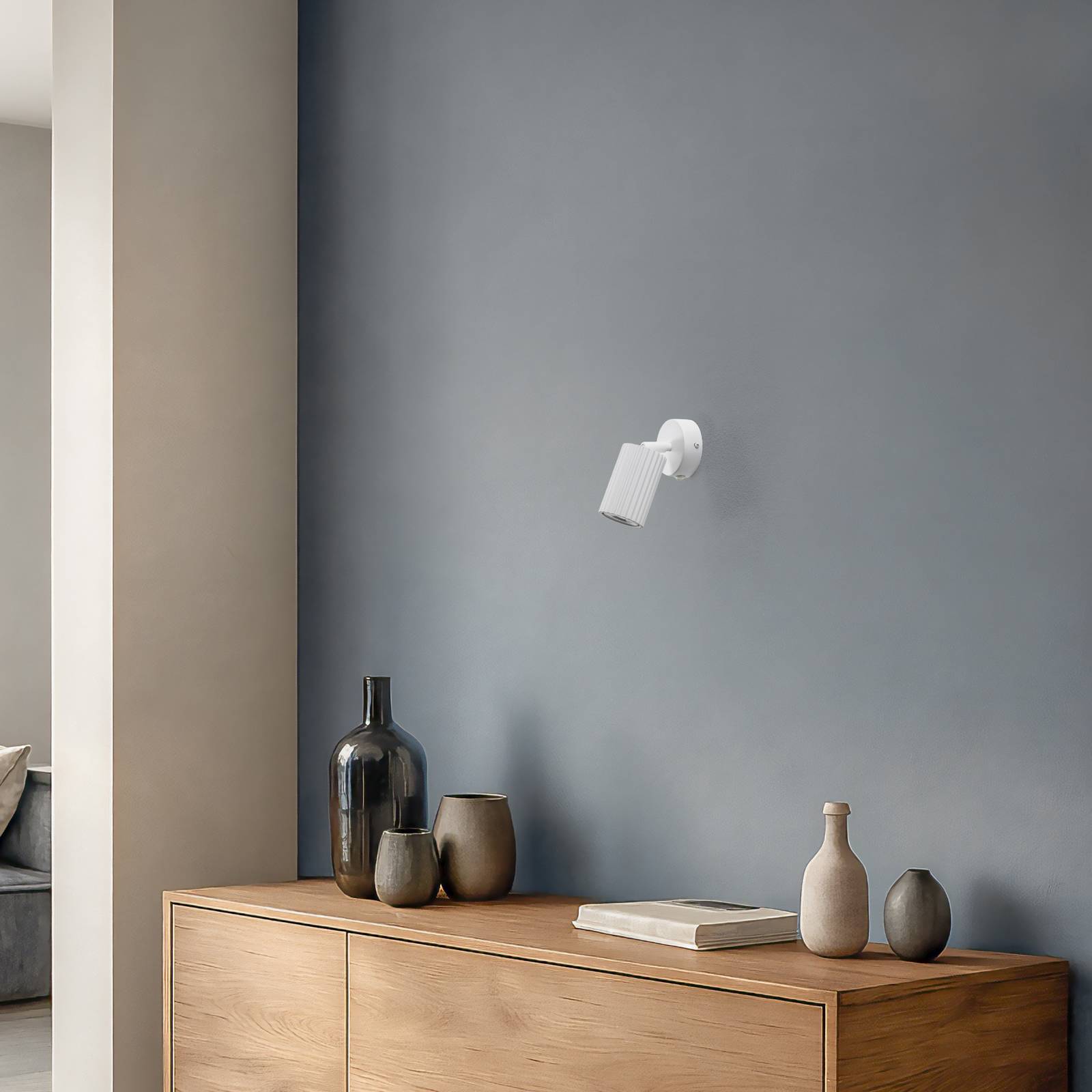 Wandstrahler Karbon, weiß, Ausladung 16 cm, Schalter, Alu Karbon SOLLUX LIGHTING, weiß / opal, für Wohn- / Esszimmer, Aluminium, Modern, Strahler