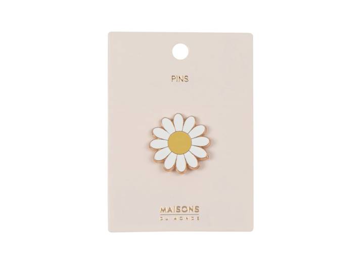 Blumen-Anstecknadel aus Metall, weiß/gold/gelb