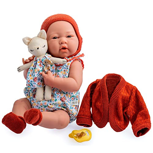JC TOYS La Newborn pop voor pasgeborenen, 38 cm, bloemenkleding en fopspeen