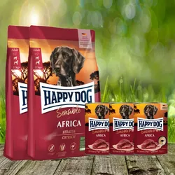 Happy Dog Supreme Sensible Africa 2 x 12,5 kg + Happy Dog Sensible Pure Africa 3 x 400 g