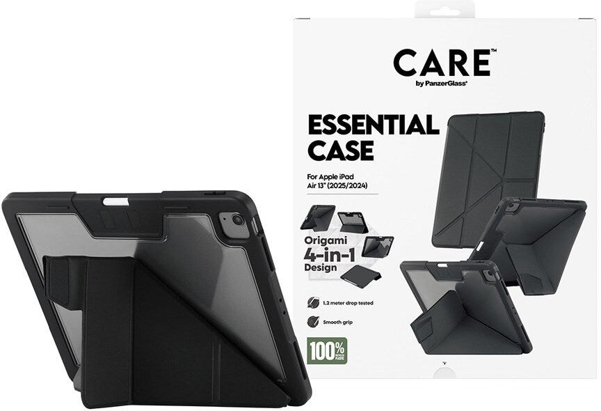 iPad Air 13" (2026 / 2025 / 2024) Care by PanzerGlass Essential Case - Ståfunktion - Sort