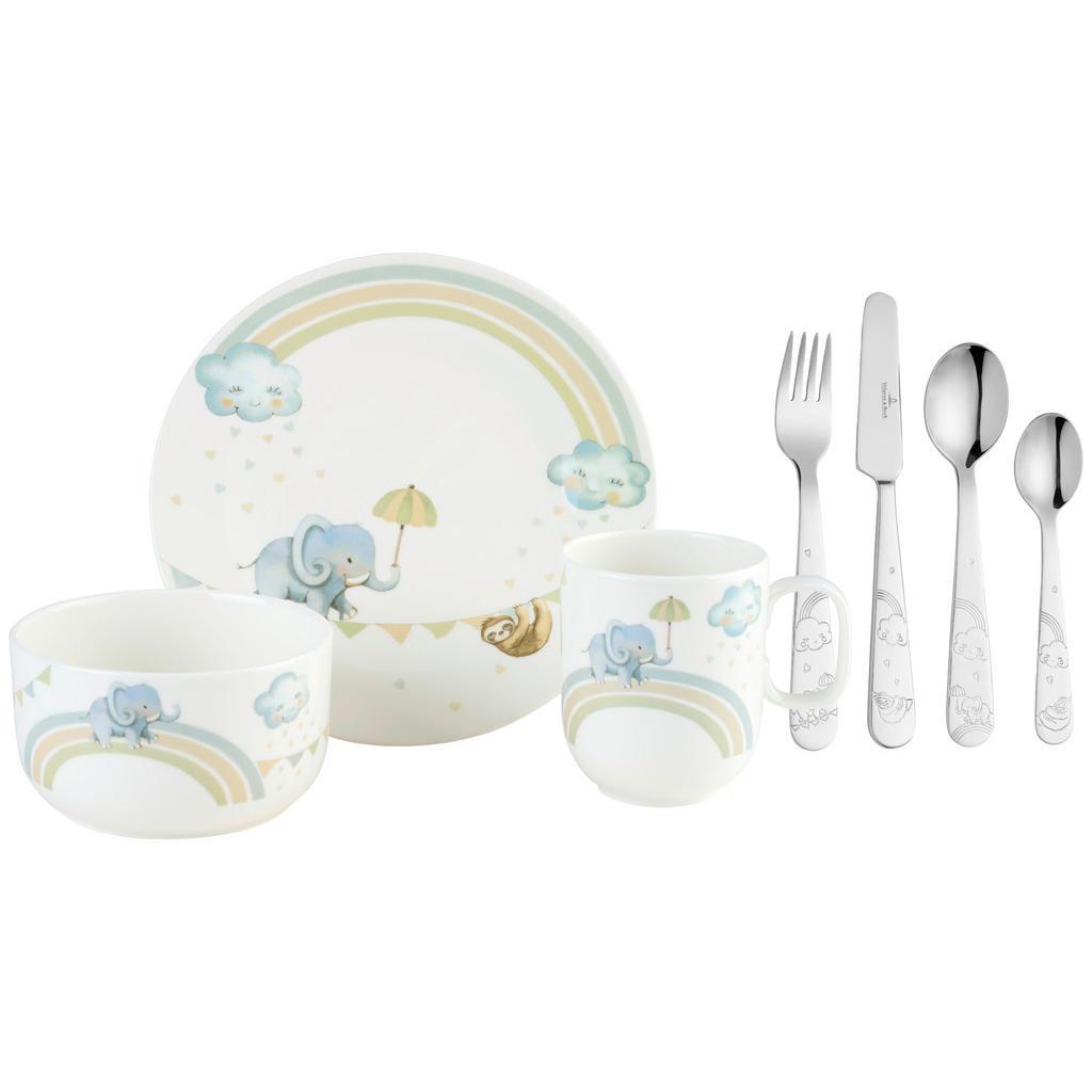 Villeroy & Boch Kindergeschirrset Walk Elephant, Mehrfarbig, Keramik, Elefant, 13.5x24x26.5 cm, lebensmittelecht, schadstofffrei, wiederverwertbar, Füttern, Kindergeschirr