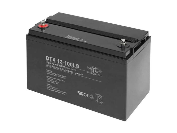 Wing BTX12-100LS - 12V 105Ah AGM accu - hoge ontlading - 329 x 172 x 215 mm