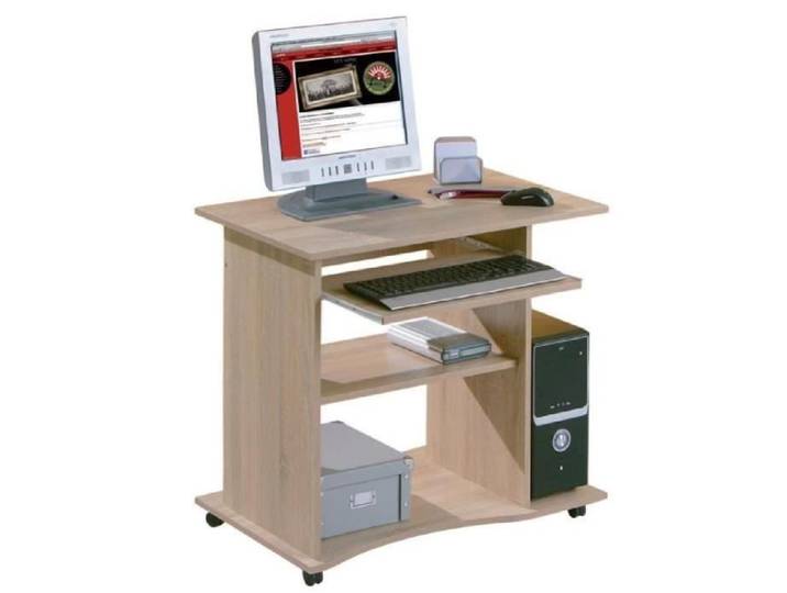 Bureau Informatique à Roulettes  Tao  80cm Chêne